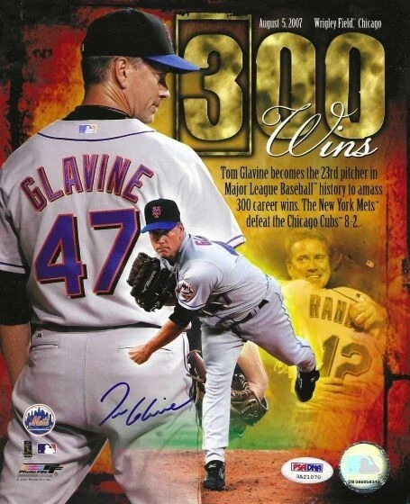 Signed  8x10 TOM GLAVINE New York Mets Autographed photo PSA/DNA Hologram - Image 1 of 1