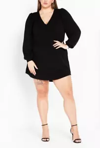 Mini vestido CITY CHIC Quiero para mujer en negro liso talla grande XL (22) - Imagen 1 de 6