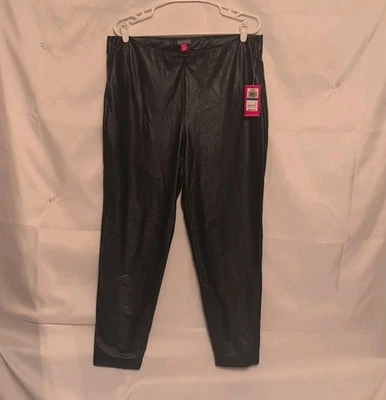 NWT Vince Camuto Women's Black Faux Leather High Rise Pull On Pants, Size XL - Image 1 of 4