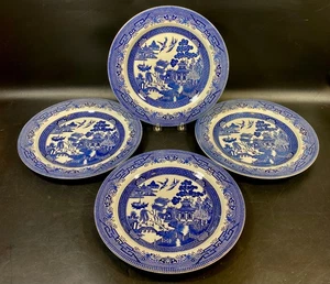 Juego de 4 platos de cena Churchill Blue Willow de 10" ~ plato Inglaterra - Imagen 1 de 7