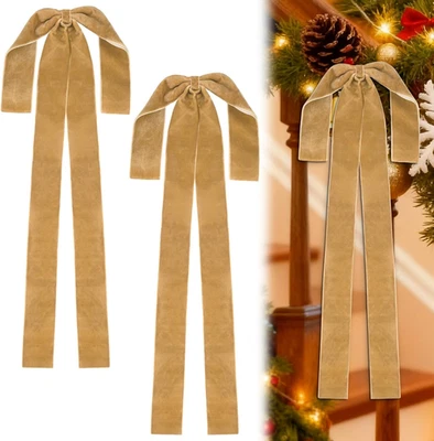 2 Piezas Arcos de Navidad Grandes de Terciopelo Borgoña, Arcos de Terciopelo de Navidad de 12"X17", Swag B Foto 1 de 4