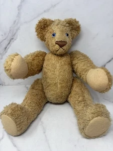 Vintage Teddybär mit Gelenken 20 Zoll Plüsch genähte Nase blaue Augen Künstlerstil - Bild 1 von 9