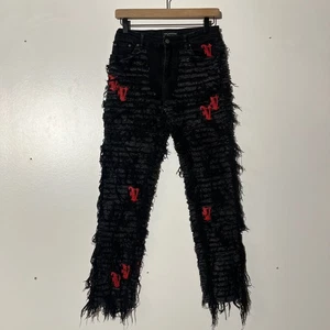 VALABASAS PLAY V-Ironic Black Denim Stacked Slim Straight Leg Jeans Womans 14 - Picture 1 of 6