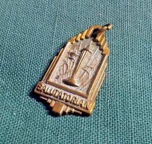 Vintage Academic Scholastic School SALUTATORIAN Brass Medal Charm Pendant - Picture 1 of 3