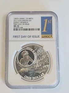 100th ANNIV. OF BIRTH 2017 SOLOMONS $1 JOHN F. KENNEDY FIRST DAY OF ISSUE MS 70 - Picture 1 of 2