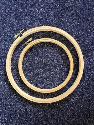 Lot Of 2 Wooden Embroidery Hoop screw tension NEW 7" & 5" Diameter - Image 1 of 4