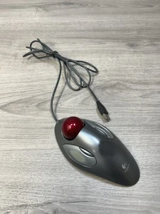 Logitech TrackMan USB Wired Trackball Mouse Ambidextrous PC/Mac/Laptop T-BC21 - Picture 1 of 14