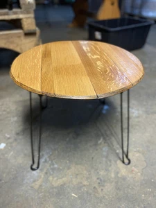 Barrel Lid Table with Folding Legs - Whisky & Wine Barrels - Picture 1 of 4