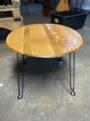 Barrel Lid Table with Folding Legs - Whisky & Wine Barrels - Image 1 of 4