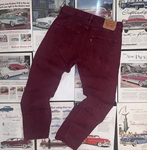 Jeans Levis 501 para hombre 33x30 rojo pierna recta botón mosca denim - Imagen 1 de 14