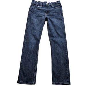 Wrangler 5 Star Denim Slim Straight Jeans Mens 30 Blue Dark Wash Stretch Cowboy - Picture 1 of 13