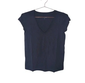 Neu Universal Standard 4XS US 00-0 T-Shirt Damen schwarz V-Ausschnitt rohe Kante - Bild 1 von 12