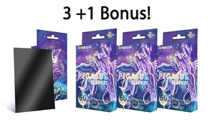 (3 PACK + 1 BONUS) IMPERIUM PEGASUS SLEEVES TCG PREMIUM COSMIC BLACK 60 CT - Picture 1 of 2