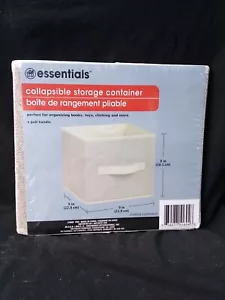 NEW Essentials Collapsible Storage Container 9โ x 9โ x 8โ Beige with Pull Handle - Picture 1 of 2