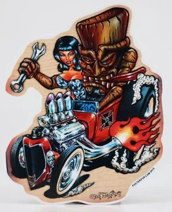Von Franco Hot Pin Up Girl TIKI Rod Hotrod Sticker 5.50" Decal - Picture 1 of 1