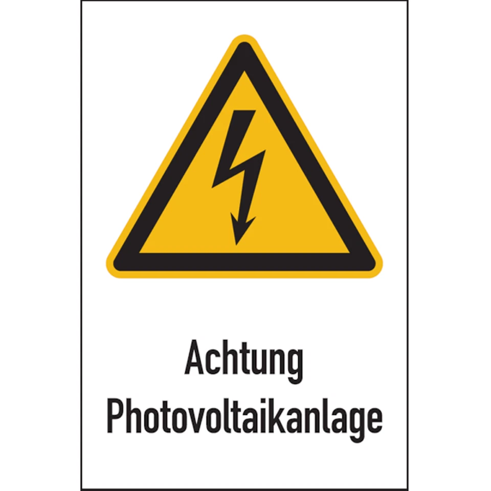 Kombi-Warnschild, Achtung Photovoltaikanlage, W012 - 200x300 mm Folie selbstkl. - Bild 1 von 1