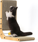 L-Shaped Cat Scratcher, 18.9", Wall-Mounted, Cardboard Pad w/ Ball Toy - Medium