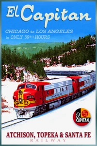 Santa Fe Railway EL CAPITAN Diesellok Zug Poster Retro Kunstdruck 031 - Bild 1 von 2