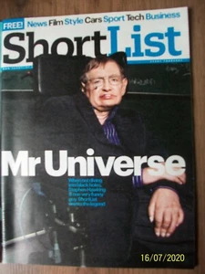SHORTLIST Professor Stephen Hawking Front Cover Issue 292 19 September 2013 - Picture 1 of 1