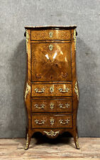 Magnifico secretaire curvo in stile Luigi XV con intarsi in legno pregiato
