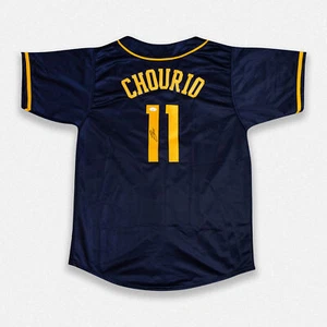 Jackson Chourio Signed Milwaukee Brewers Pro Style Navy Jersey JSA COA - Picture 1 of 2
