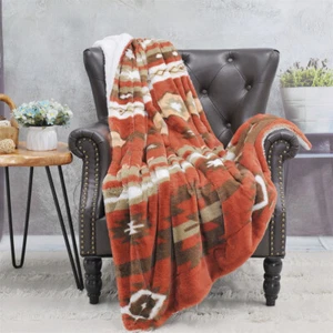 Southwest Sherpa Fleece Throw Blanket – Ultra Soft, Reversible & Cozy Plush - Picture 1 of 70