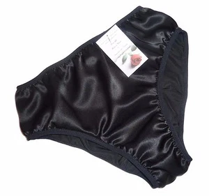 SCHWARZ glänzend SATIN Höschen VINTAGE Schulmädchen Stil hohe Taille Made in France - Bild 1 von 4