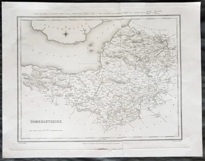 Mapa antiguo grande de 1831 J & C Walker del condado inglés de Somerset Foto 1 de 2