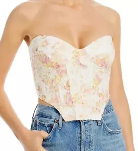 Bardot Sunny Lila Underwire Bustier Strapless Floral Top Size 4 - Picture 1 of 11