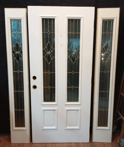 3 Piece - 3/4 Textured Leaded Glass & Raised Panel Exterior Door & Side Lites Cover