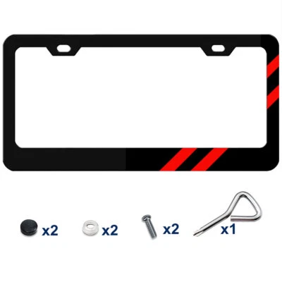 Marco de etiqueta de matrícula de camioneta Dodge Ram 1500 2500 3500 cubierta de metal negro rojo Foto 1 de 4