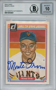 Monte Irvin Signed 1983 Donruss HOF Heroes #15 Card Beckett 10 Slab 38480 - Picture 1 of 2