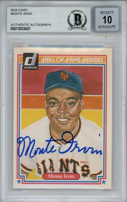 Monte Irvin Signed 1983 Donruss HOF Heroes #15 Card Beckett 10 Slab 38480 - Image 1 of 2