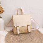 Mochilas Versatile Shoulder Bag PU Leather Straw Backpack Straw Woven Bag