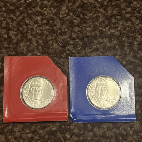 2010 P and D Jefferson Nickels 2 UNC Coins  from US Mint Sets Cover