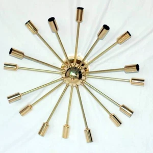 Modern Brass 16 lights Flush Mount Chandelier Mid Century Great Brass Chandelier - Picture 1 of 5