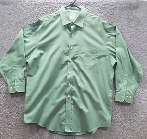 Brooks Brothers 346 Shirt Men’s 17 - 2/3 Green Small Check Button Up - Picture 1 of 7