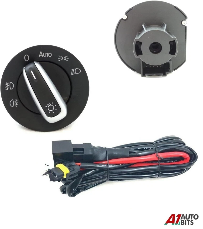 For Vw Caddy Golf Passat Fog Lights Wiring Harness & Switch Auto Function Kit - Image 1 of 2