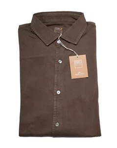 Fedeli $295 NWT Brown Organic Giza Cotton Piquet 'Steve' Shirt 4XL (60 IT) - Picture 1 of 7