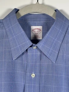 Brooks Brothers 346 Shirt Men’s Size 16.5  Blue Pleated Non-Iron  Button Up - Picture 1 of 10
