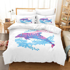 Watercolor Dolphin Duvet Quilt Cover Twin Queen Bedding Set Comforter Cover