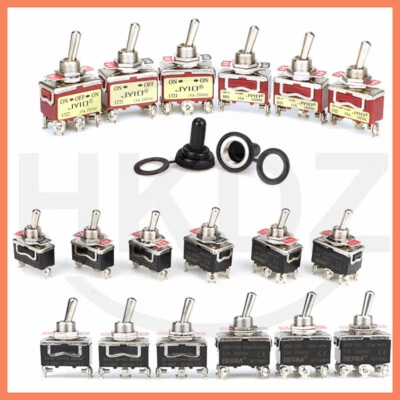Toggle Switch 250VAC 15A SPST SPDT DPST DPDT Metal Flick Switch On/Off Dashboard - Image 1 of 4