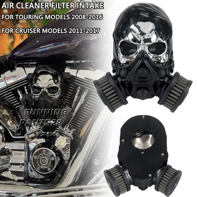 Kit de filtro de entrada limpador de ar de alto fluxo Skull para modelos Touring 2008-16 Cruiser - Imagem 1 de 4