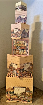 Bob's Boxes, Set of 6 Lang Heart&Home Nesting Boxes Artwork By Susan Wright - Image 1 of 4