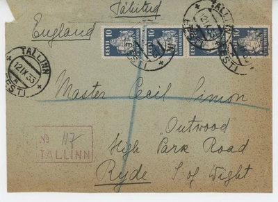 RARE DESTINATION 1933 TALLIN-ESTONIA TO ISLE OF WIGHT REGISTERED LETTER - Image 1 of 2