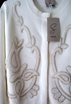 NWT Womens Sioni Eggshell Embellished Front Knit Cardigan Sweater sz S, M, L, XL - Image 1 of 4