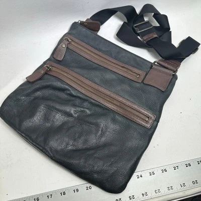 Bolso Bandolera Margot Bags Negro Cuero Genuino Triple Cremallera Foto 1 de 4