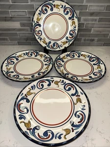 Fitz and Floyd~ROMA~Multicolor 11” Dinner Plates~Set of 4~READ! - Picture 1 of 10