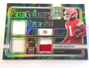2024 Panini Spectra Building Blocks Quad Patch Xavier Worthy Rc Neon Marble 3/4 - Picture 1 of 2