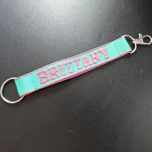 Brittany Lanyard Key Strap Keychain Personalized Novelty Name Gift Teal Pink  - Picture 1 of 5